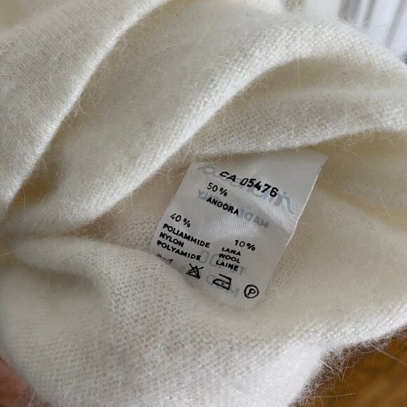 Angora blend long sleeve blouse with collar - off white - Picture 5 of 5